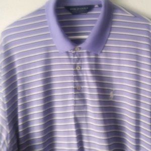 Polo Golf RALPH LAUREN Men, Lilac with white stripes, white polo horse insignia.